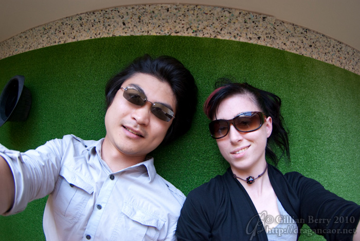 No, we are not wearing our sunglasses indoors. Note the green? TOTES OUTSIDE. Totes. © Gillian Berry 2010