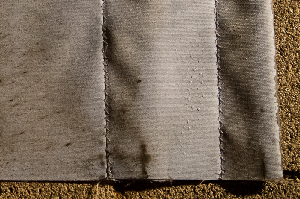And the glorious marks on this blind are a mixture of nicotine, food, oil, & mould. We need to clean this one a third time – that black strip along the very bottom of the blind, where the gunk has pooled, still won’t budge. It’s quite obvious that this is the blind from the kitchen, beside the stove top, above the worst part of the bench (the part that is still not clean after 7 attempts).