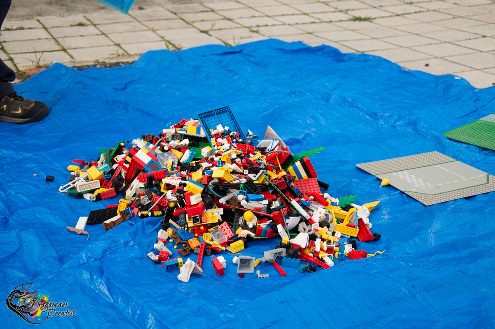 Chris' LEGO, tipped out on a tarp for washing